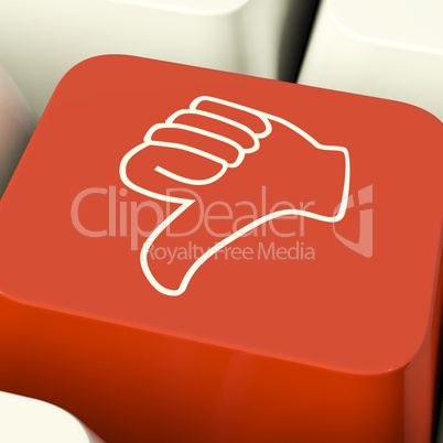 Thumbs Down Icon Computer Key Showing Dislike Failure And False