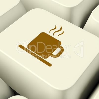 Coffee Mug Icon Computer Key For Taking A Break