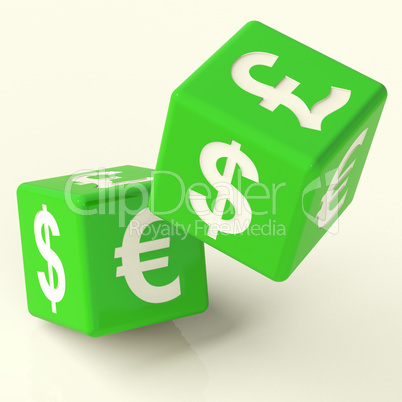 Currency Signs On Dice As A Symbol Of Foreign Exchange