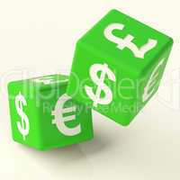 Currency Signs On Dice As A Symbol Of Foreign Exchange