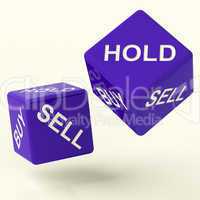 Buy Hold And Sell Dice Representing Market Strategy