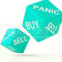 Buy Panic And Sell Dice Representing Market Turmoil