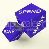 Save Spend Invest Dice Showing Money Choices