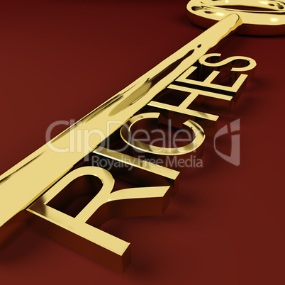 Riches Key Representing Wealth and Treasure