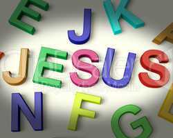 Jesus Written In Plastic Kids Letters