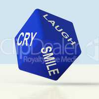 Laugh Cry Smile Dice Representing Different Emotions