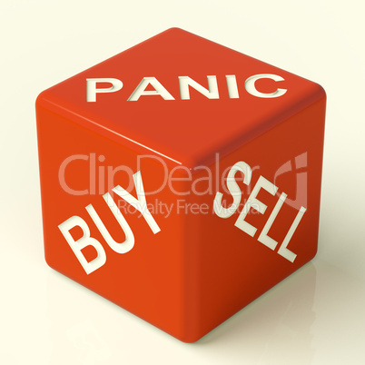 Buy Panic And Sell Dice Representing Market Stress
