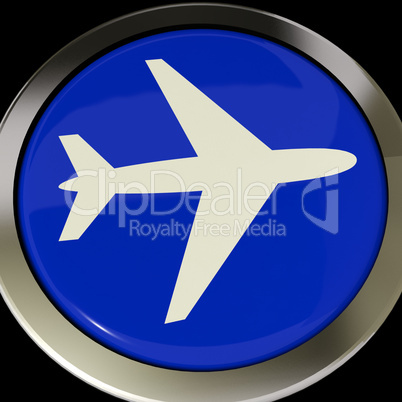 Airplane Icon Or Button Expressing Travel Or Airport