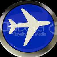 Airplane Icon Or Button Expressing Travel Or Airport