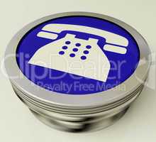 Telephone Icon Or Metallic Button As Symbol For Calling Or Phone