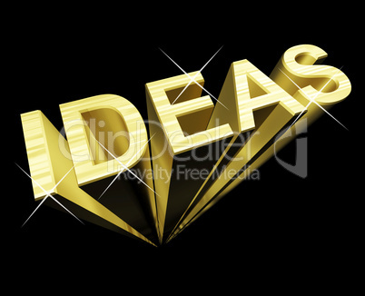 Ideas Text In Gold And 3d As Symbol For Thought And Inspiration