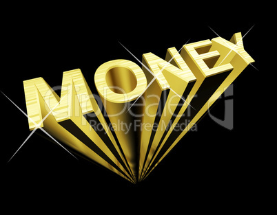 Money Text In Gold And 3d As Symbol For Wealth And Finance