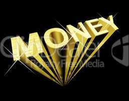 Money Text In Gold And 3d As Symbol For Wealth And Finance
