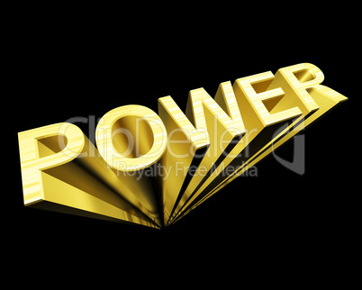 Power Text In Gold And 3d As Symbol For Energy And Industry