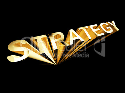 Strategy Text In Gold And 3d As Symbol For Planning And Improvin