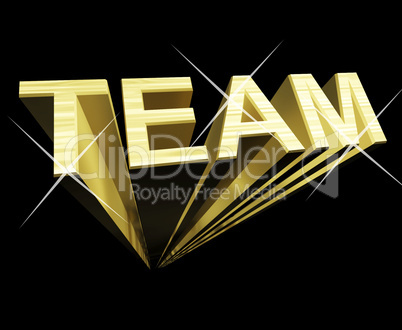 Team Text In Gold And 3d As Symbol For Teamwork And Partenership