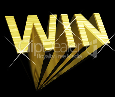 Win Text In Gold And 3d As Symbol For Success And Victory