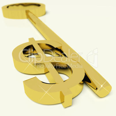 Key With Dollar Sign As Symbol For Money Or Wealth