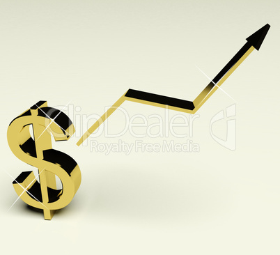 Dollar Sign And Up Arrow As Symbol For Earnings Or Profit