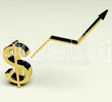 Dollar Sign And Up Arrow As Symbol For Earnings Or Profit