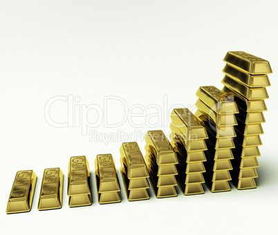 Gold Bars Graph As Symbol For Increasing Wealth Or Treasure