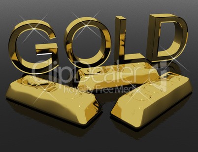 Gold Letters And Bars As Symbol For Wealth Or Riches