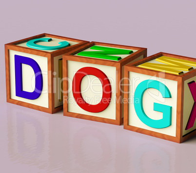 Kids Blocks Spelling Dog As Symbol for Dogs And Pets