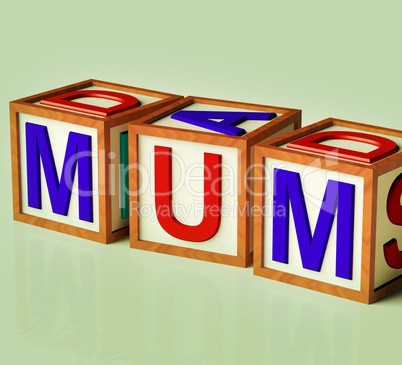 Kids Blocks Spelling Mum As Symbol for Motherhood And Parenting