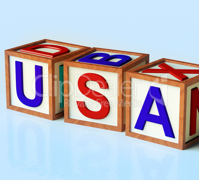 Blocks Spelling Usa As Symbol for  America And Patriotism