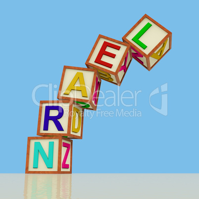 Kids Blocks Spelling Learn Falling Over As Symbol for Study And
