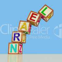 Kids Blocks Spelling Learn Falling Over As Symbol for Study And