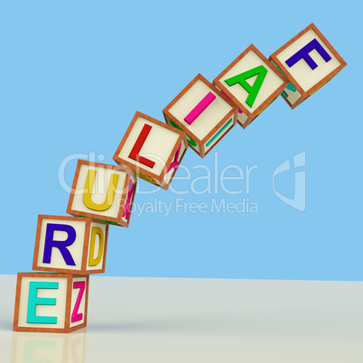 Blocks Spelling Failure Falling Over As Symbol for Rejection And
