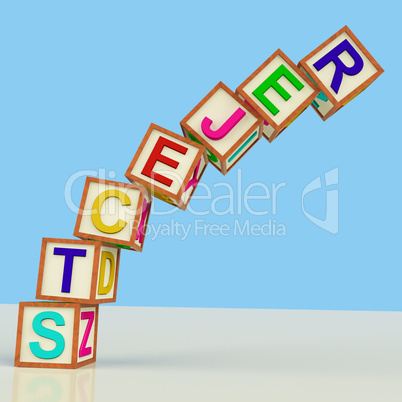 Blocks Spelling Rejects Falling Over As Symbol for Failure And M