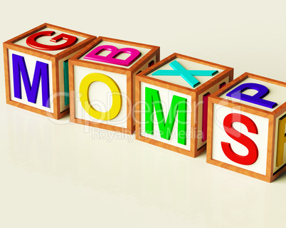 Kids Blocks Spelling Moms As Symbol for Motherhood And Parenting