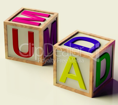 Kids Blocks Spelling Mum And Dad As Symbol for Parenthood