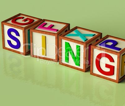 Kids Blocks Spelling Sing As Symbol for Singing And Music