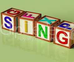 Kids Blocks Spelling Sing As Symbol for Singing And Music