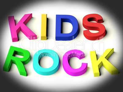 Letters Spelling Kids Rock As Symbol for Childhood And Children