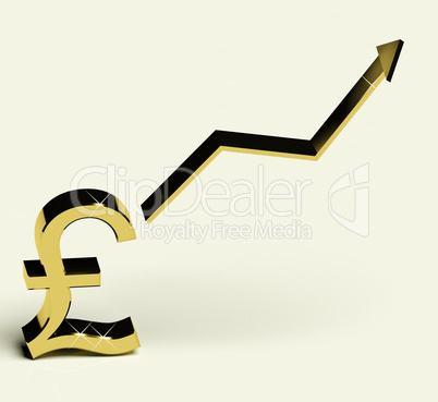 Pound Sign And Up Arrow As Symbol For Earnings Or Profit