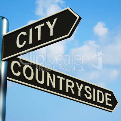 City Or Countryside Directions On A Signpost