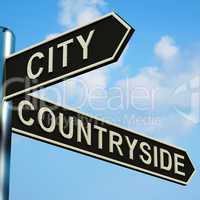 City Or Countryside Directions On A Signpost