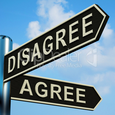 Disagree Or Agree Directions On A Signpost