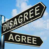 Disagree Or Agree Directions On A Signpost