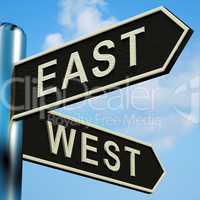 East Or West Directions On A Signpost