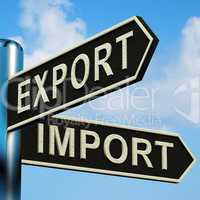 Export Or Import Directions On A Signpost