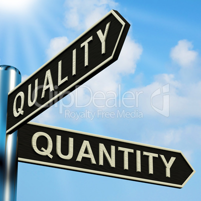 Quality Or Quantity Directions On A Signpost