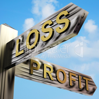 Loss Or Profit Directions On A Signpost