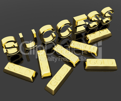 Success Text And Gold Bars As Symbol Of Winning And Victory