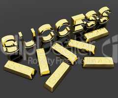 Success Text And Gold Bars As Symbol Of Winning And Victory