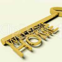 Key With Welcome Home Text As Symbol For Property And Ownership
